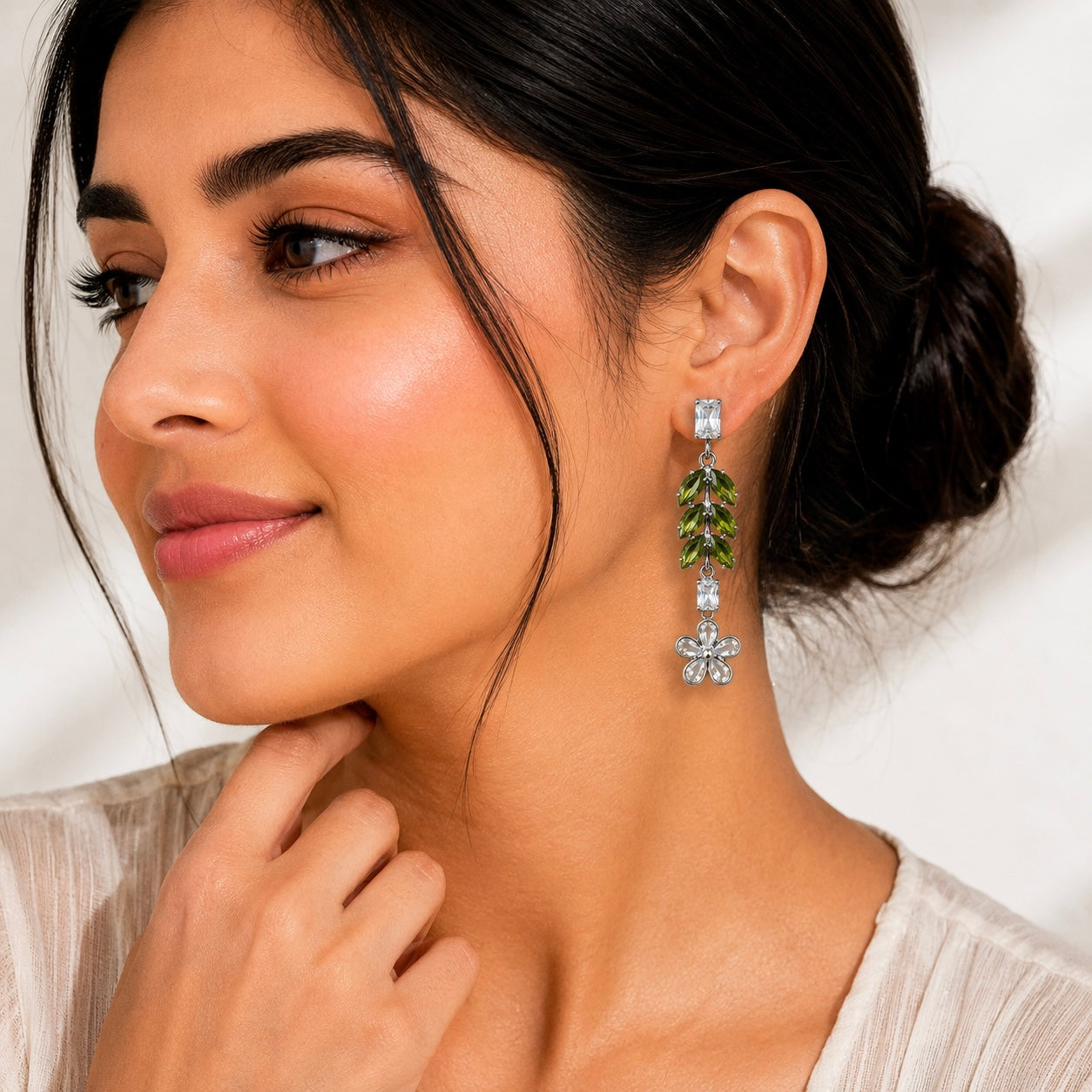 Elegant Floral Leaf Drop Earrings for Women | Designer Statement Party Wear Earrings