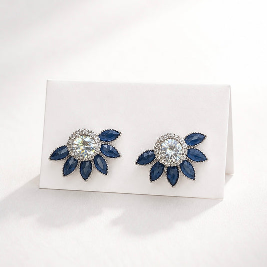 Elegant Floral Crystal Stud Earrings for Women | Stylish Everyday Party Wear Earrings