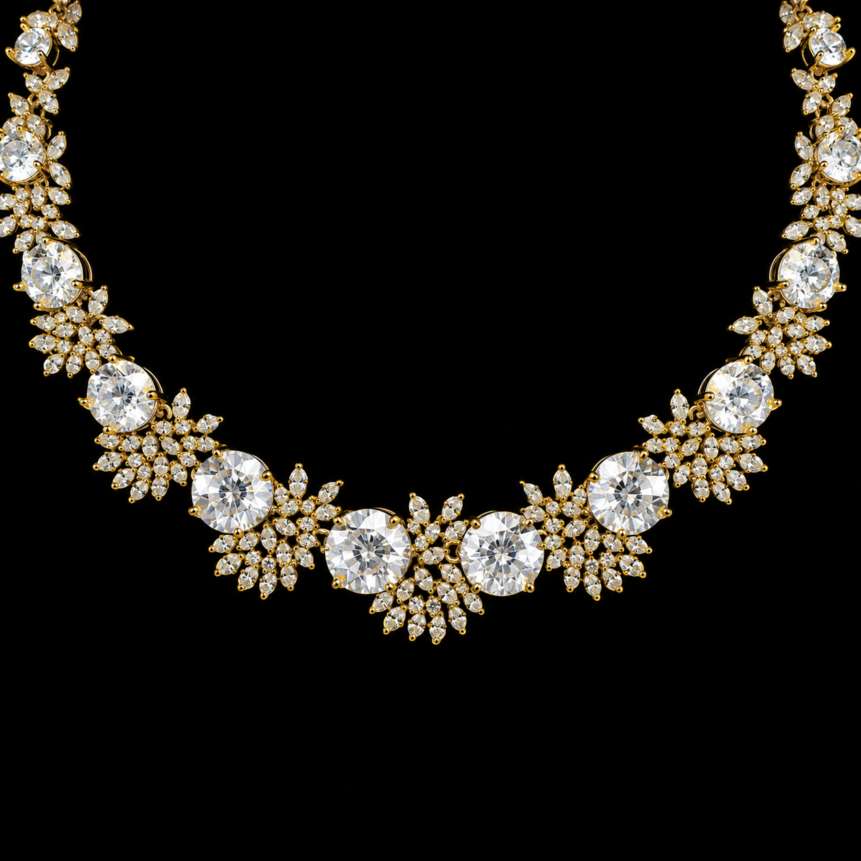 Crystal Flower Necklace Set with Earring for Women