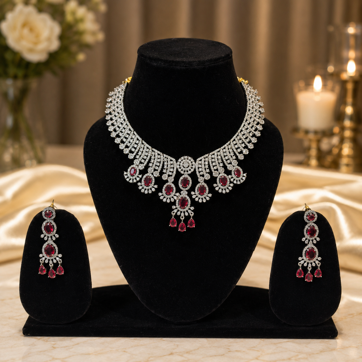 Wedding & Reception Wear Red Jewelry Set for Women