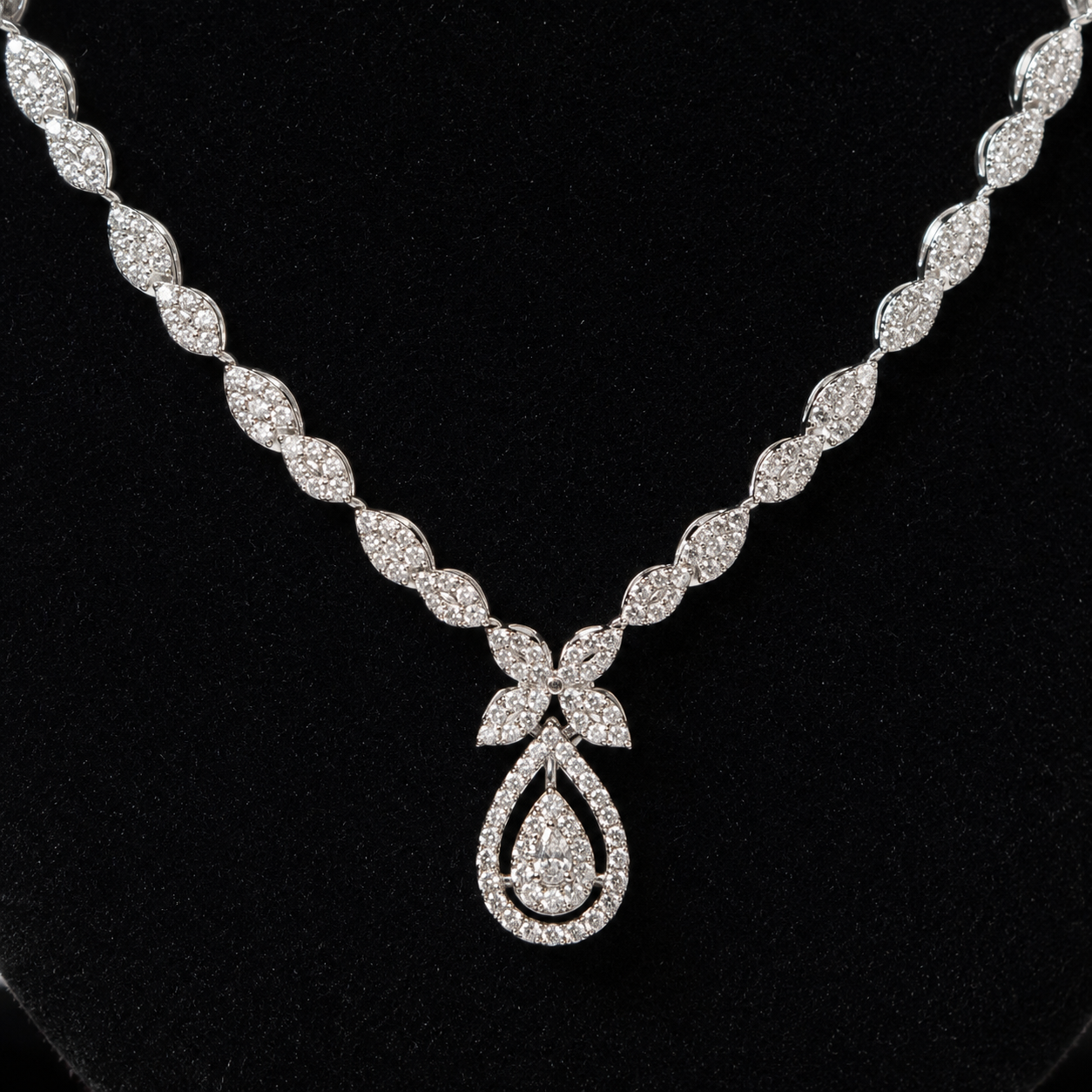 Elegant Solitaire Crystal Necklace Set with Matching Drop Earrings for Women