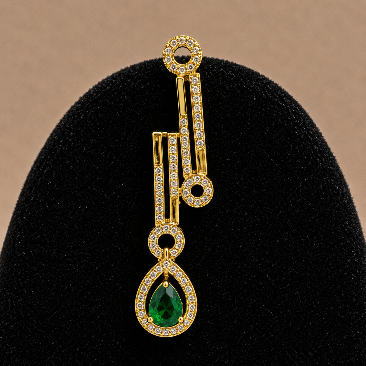 Minimal Green Drop Necklace and Earrings Set for Kids