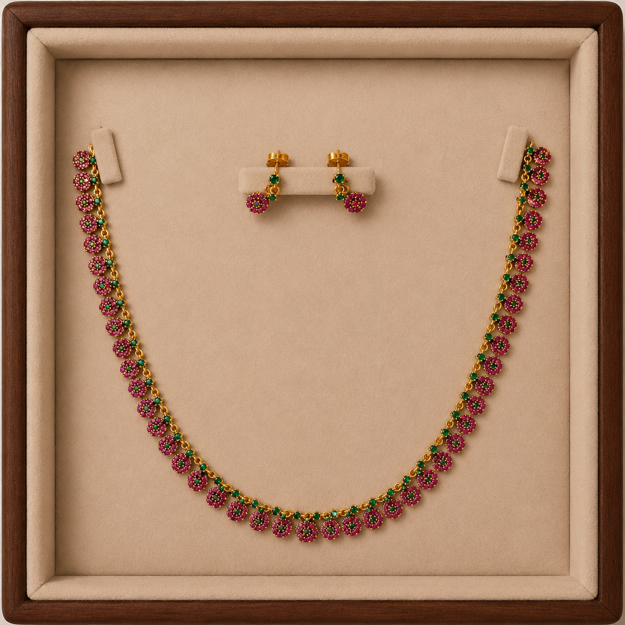 Elegant Floral Stone Necklace & Earring Set for Women | Traditional Party Wear Jewelry