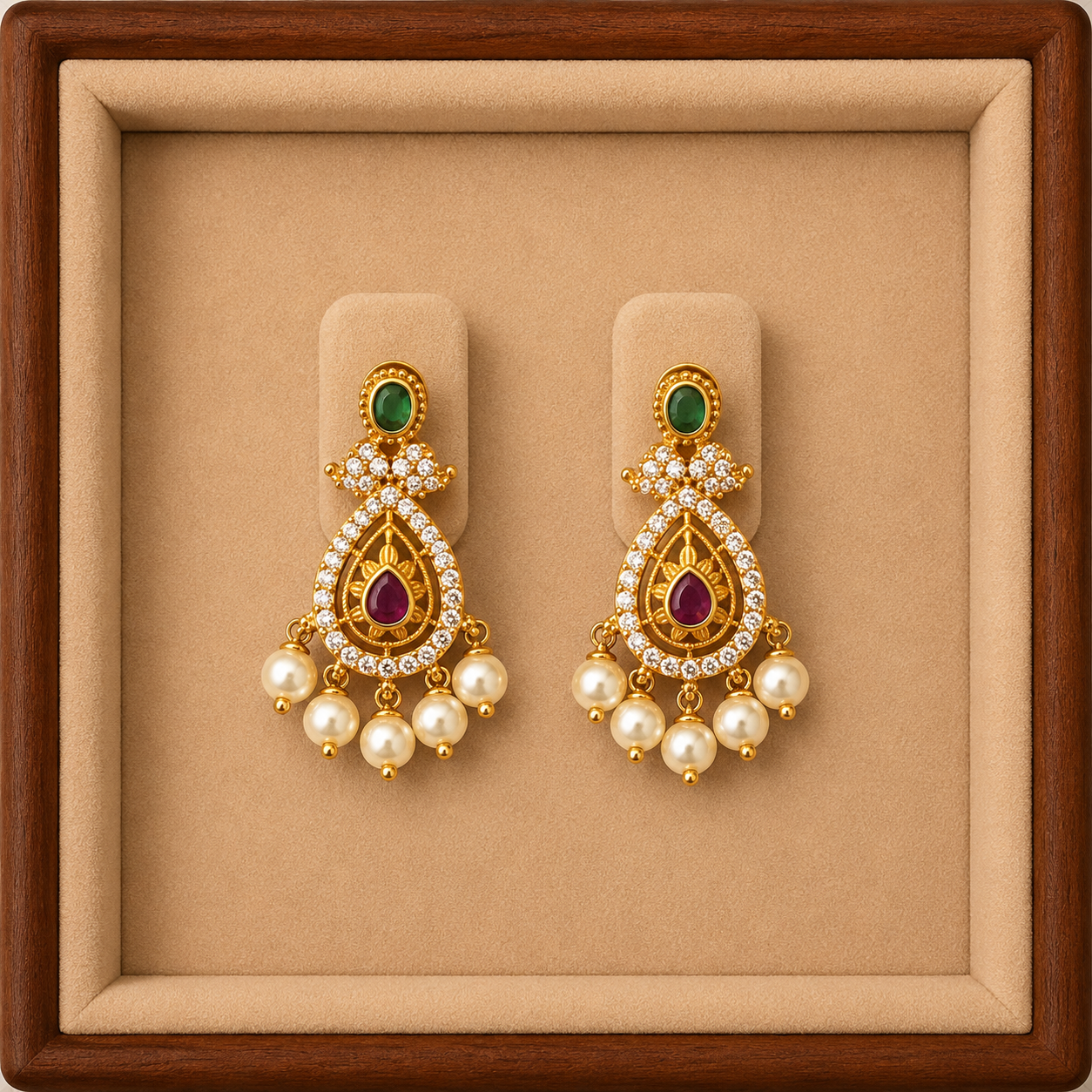 Traditional Pearl Drop Necklace & Earring Set for Women | Bridal Ethnic Jewelry