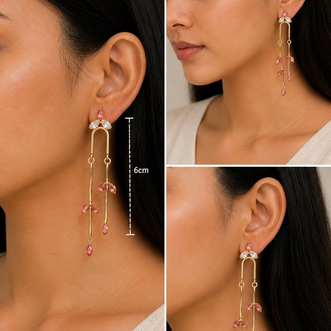 Elegant Floral Vine Drop Earrings for Women | Designer Statement Party Wear Earrings