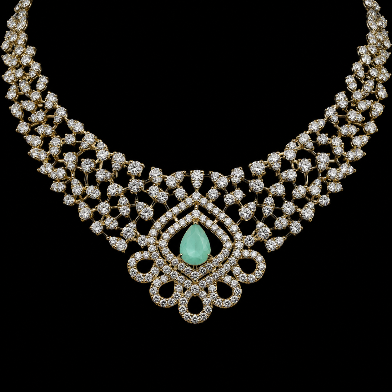 Designer Mint Green Necklace and Earrings Set for Women