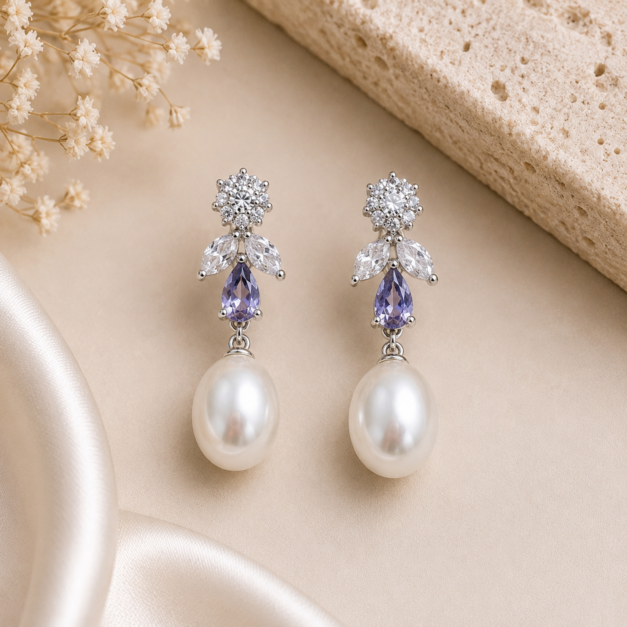 Elegant Pearl Drop Earrings for Women | Crystal Designer Party Wear Earrings