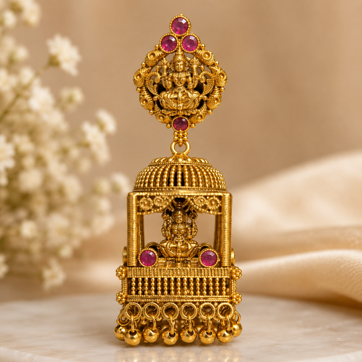 Temple Lakshmi Jhumka Earrings for Women