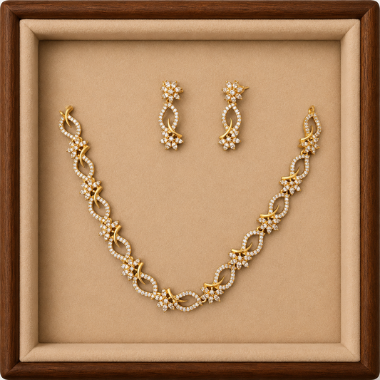 Elegant Floral Necklace & Earring Set for Women | Party Wear Designer Jewelry