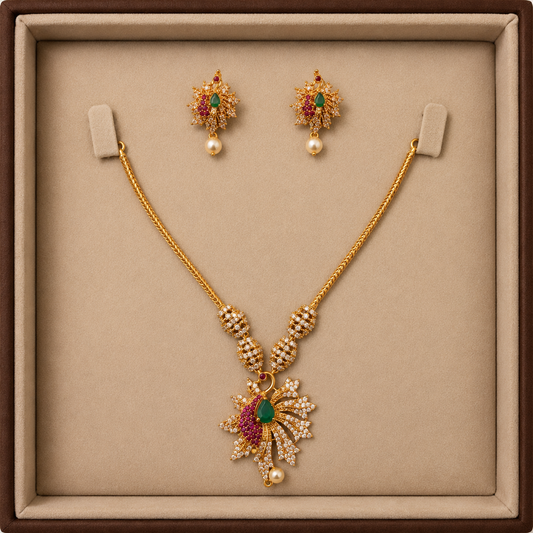 Peacock Design Necklace & Earring Set for Women | Traditional Party Wear Jewelry