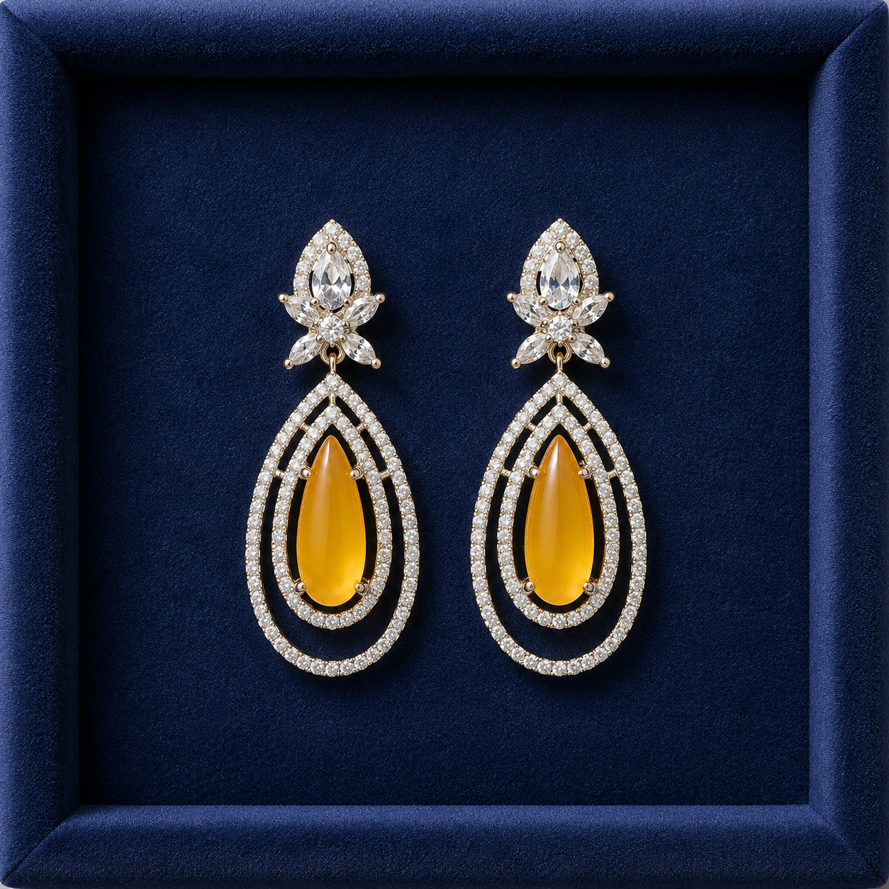 Elegant Teardrop Crystal Earrings for Women | Designer Statement Party Wear Earrings
