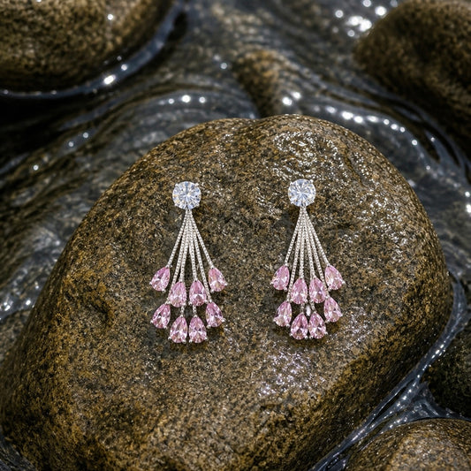 Elegant Crystal Cascade Drop Earrings for Women | Premium Party Wear Statement Earrings