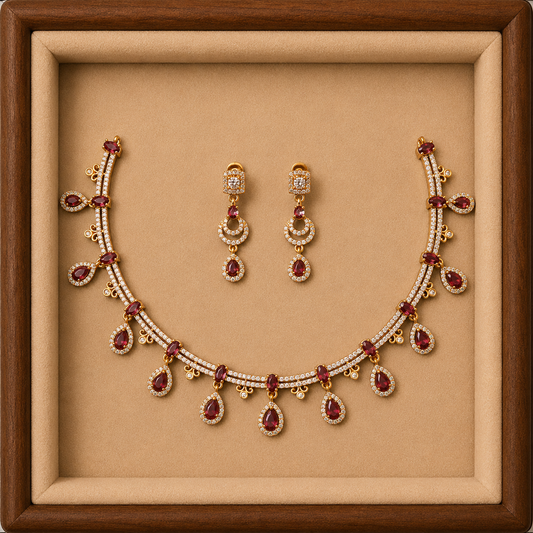 Elegant Stone Necklace & Earring Set for Women | Designer Party Wear Jewelry