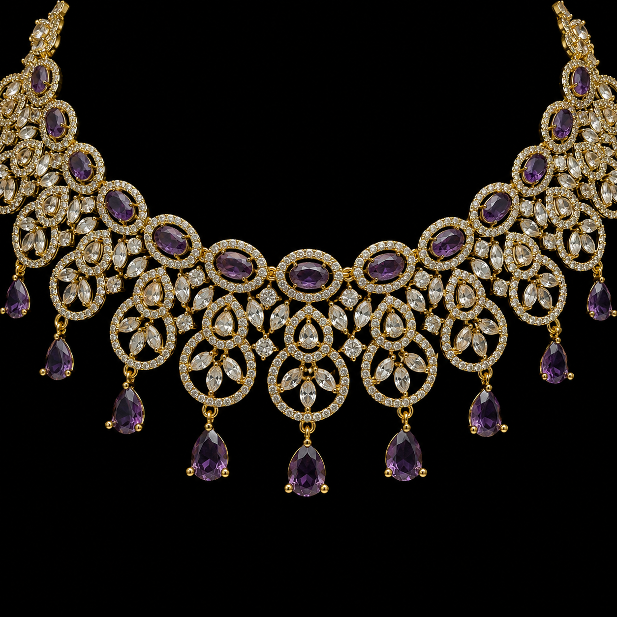 Lavender Stone Party Wear Necklace Set for Women