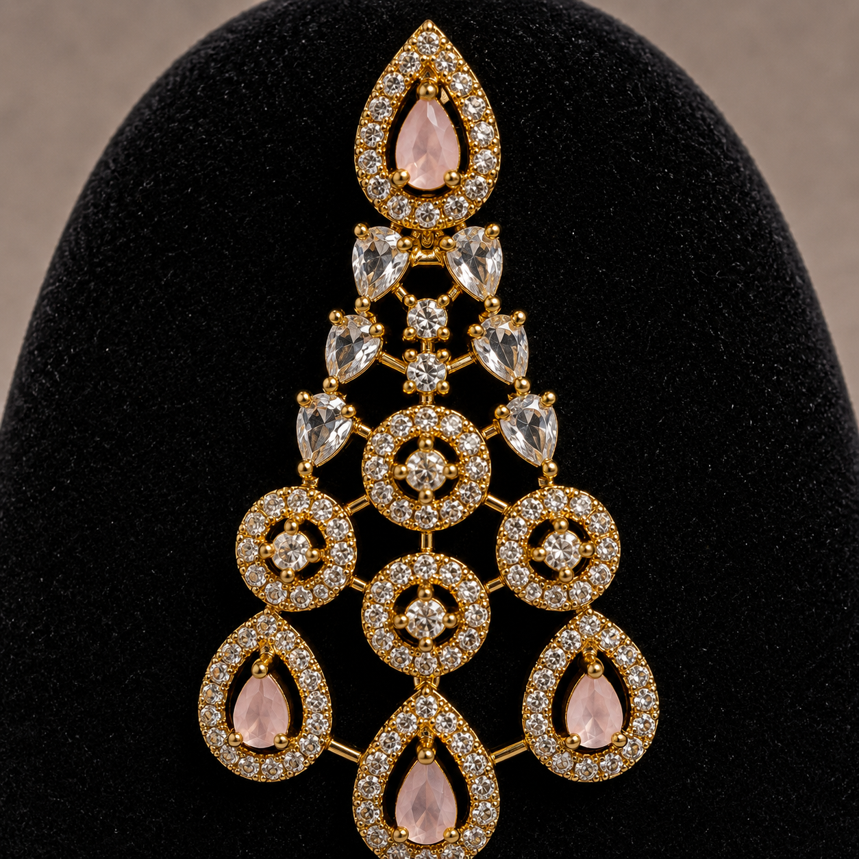 Elegant Pink Gold Party Wear Jewelry Set for Women