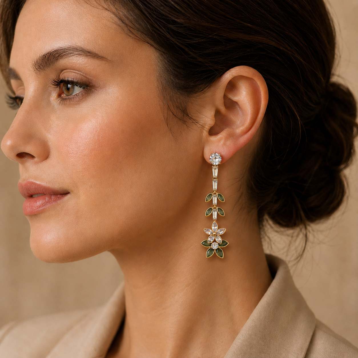 Elegant Floral Drop Earrings for Women | Crystal Statement Party Wear Earrings