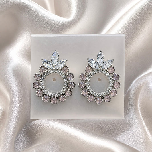 Elegant Crystal Hoop Stud Earrings for Women | Designer Party Wear Earrings