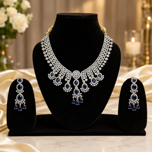 Wedding & Reception Wear Blue Jewelry Set for Women