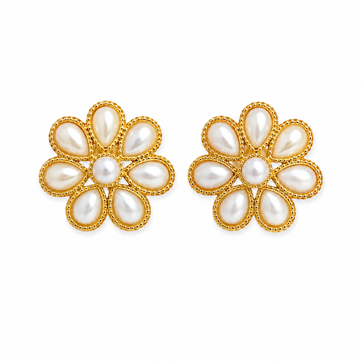 Pearl Flower Stud Earrings for Women