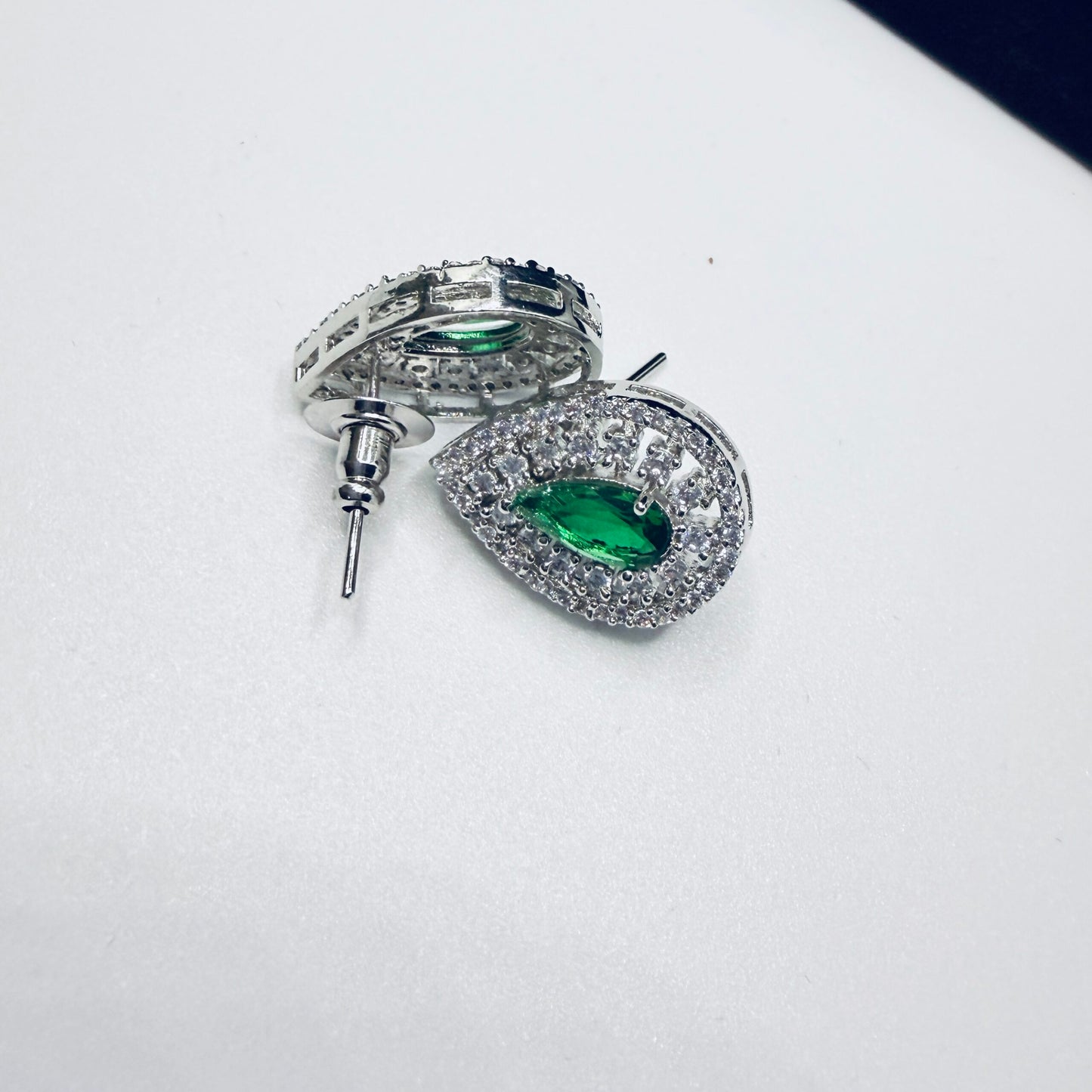 Minimal Green Stone Stud Earrings for Women | Casual, Office & Festive Wear