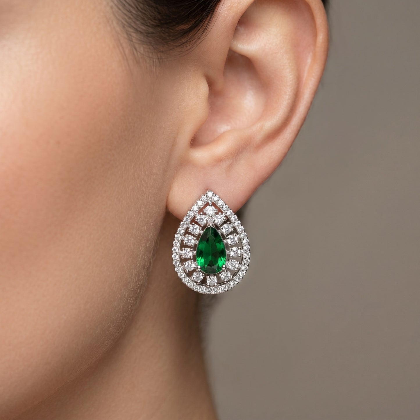 Minimal Green Stone Stud Earrings for Women | Casual, Office & Festive Wear