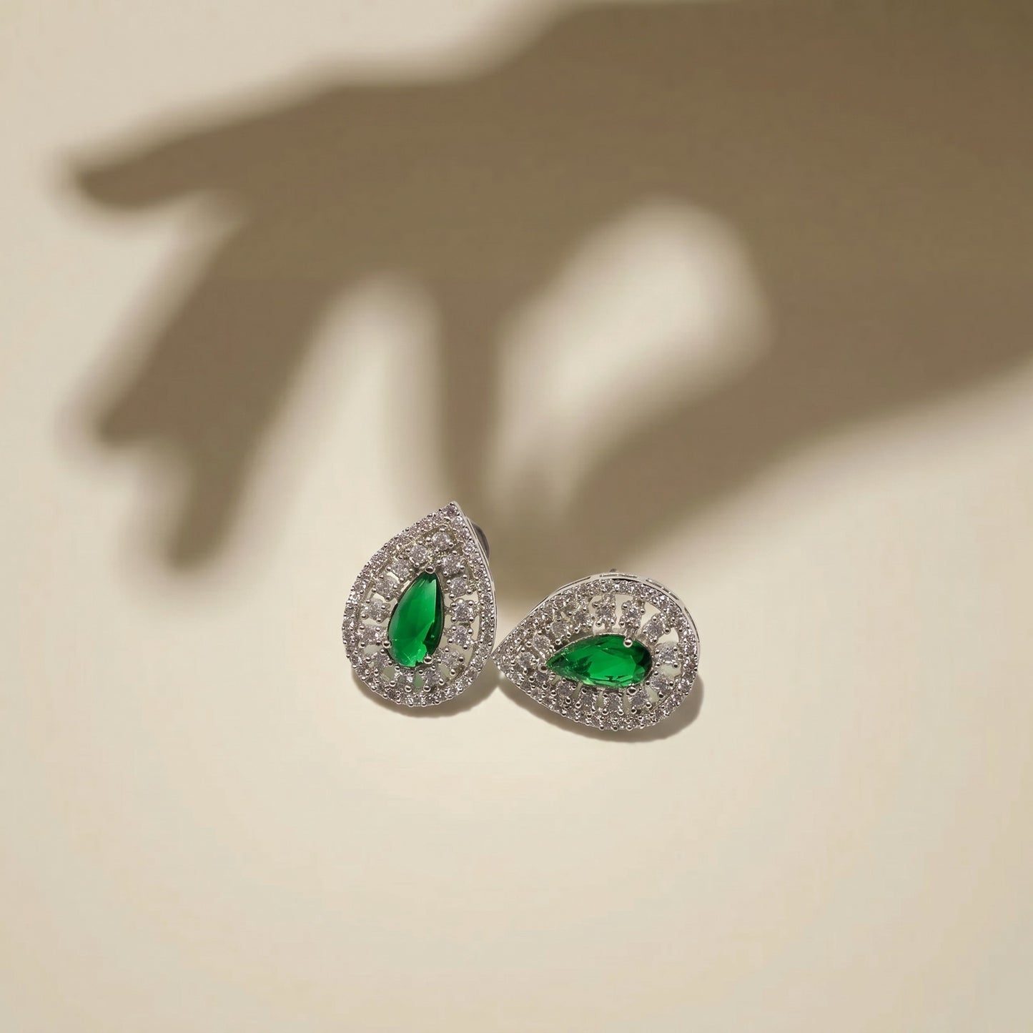 Minimal Green Stone Stud Earrings for Women | Casual, Office & Festive Wear