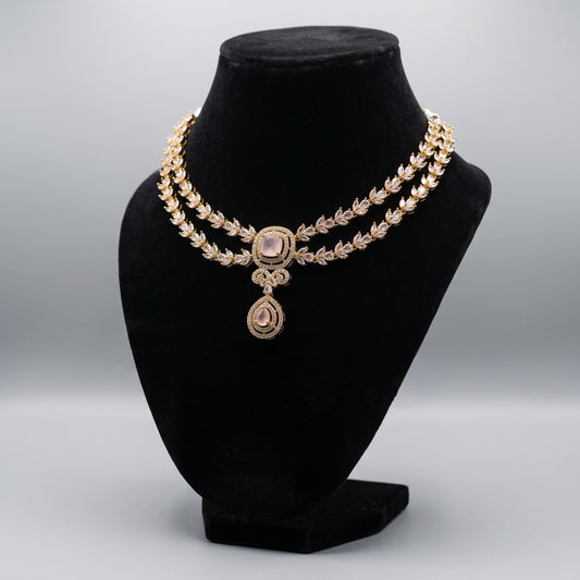 Blush Elegance Layered Necklace – Stylish Pink Multi-Layer Necklace for Women