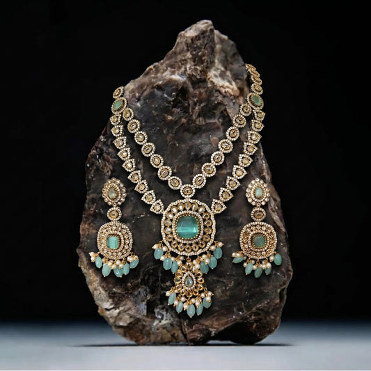 Emerald Royal Layered Necklace Set – Elegant Green Bridal Jewelry for Weddings & Festive Wear