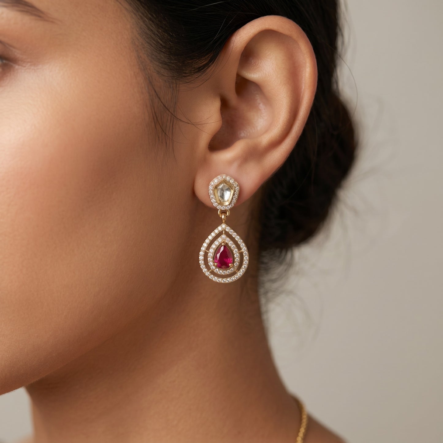 Blush Drop Charm Necklace for Women | Elegant Pink Drop Party & Festive Jewelry