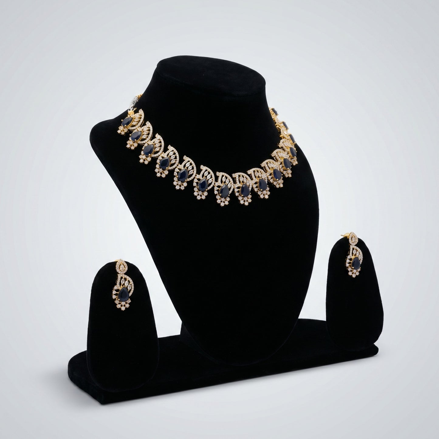 Midnight Sapphire Elegance Necklace – Premium Blue Statement Jewelry for Weddings & Parties