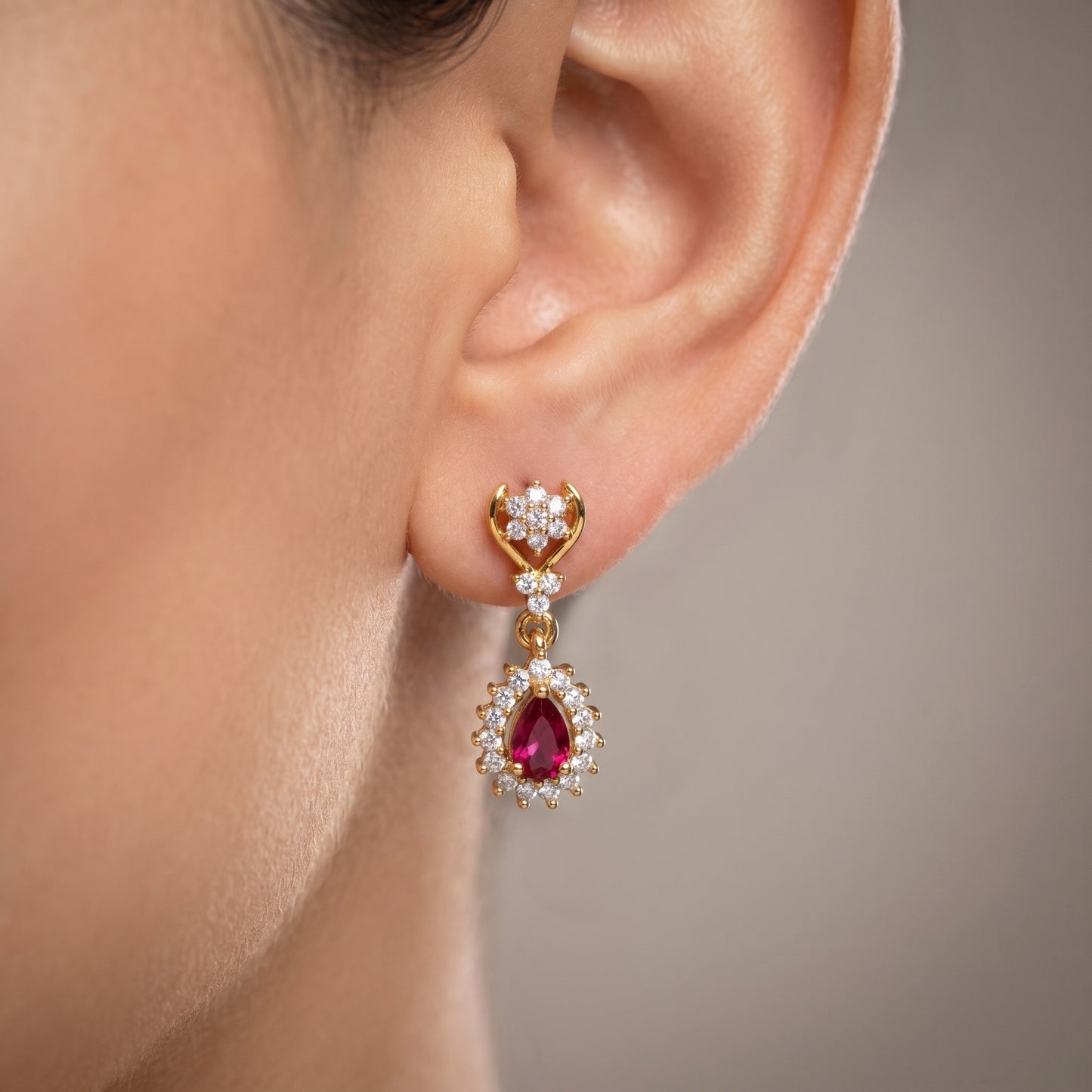 Red Diamond Look Drop Necklace for Women | Party, Wedding & Festive Wear