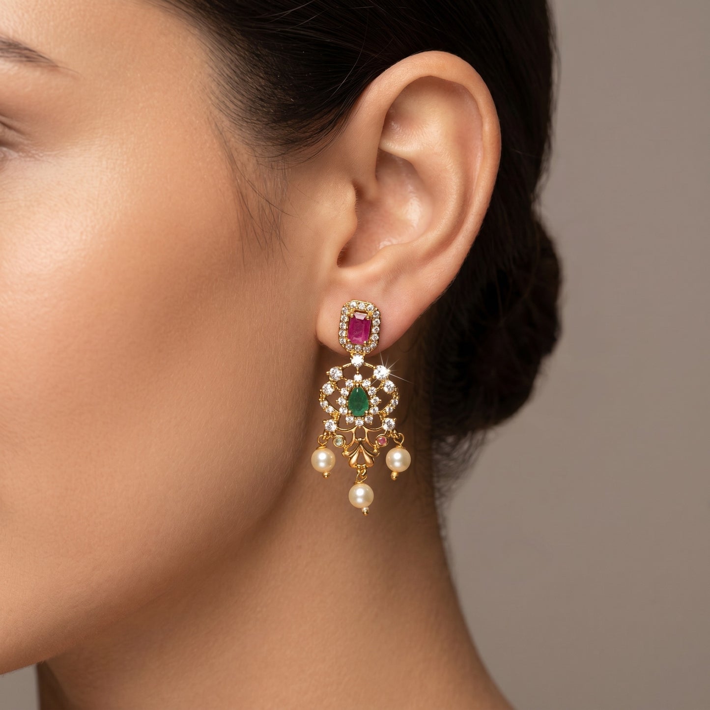 Ruby & Emerald Drop Necklace for Women | Traditional Wedding & Festive Jewelry