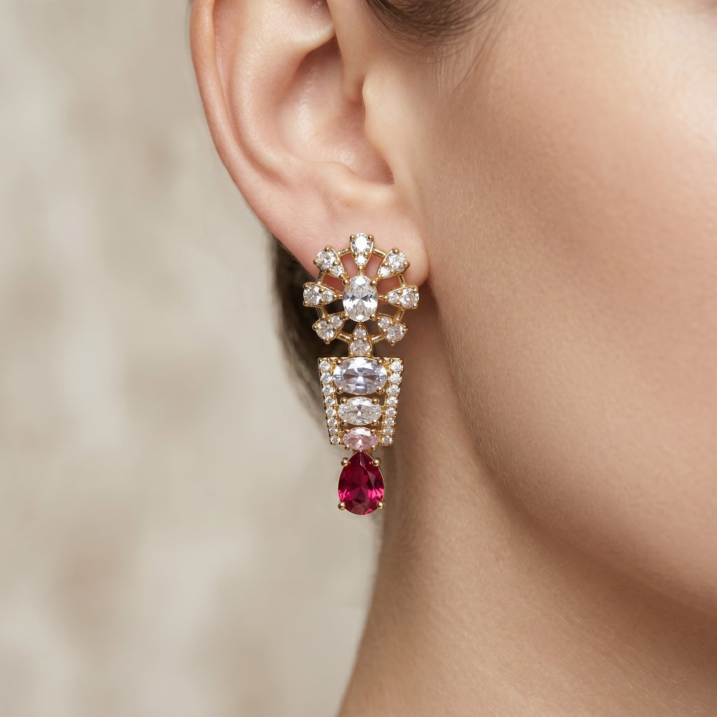 Ruby Bloom Elegance Necklace – Red Floral Statement Jewelry for Weddings & Parties
