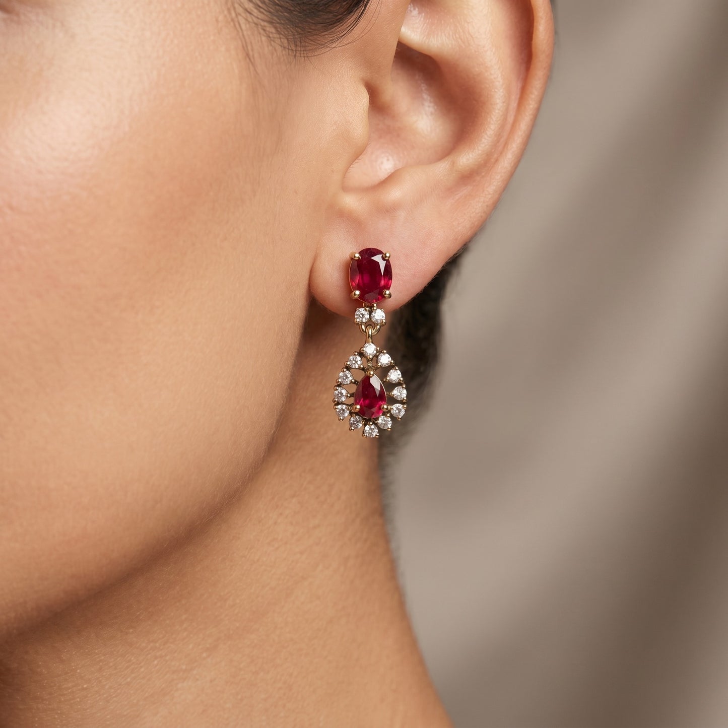 Ruby Cascade Elegance Necklace – Royal Red Statement Jewelry for Weddings & Festive Wear