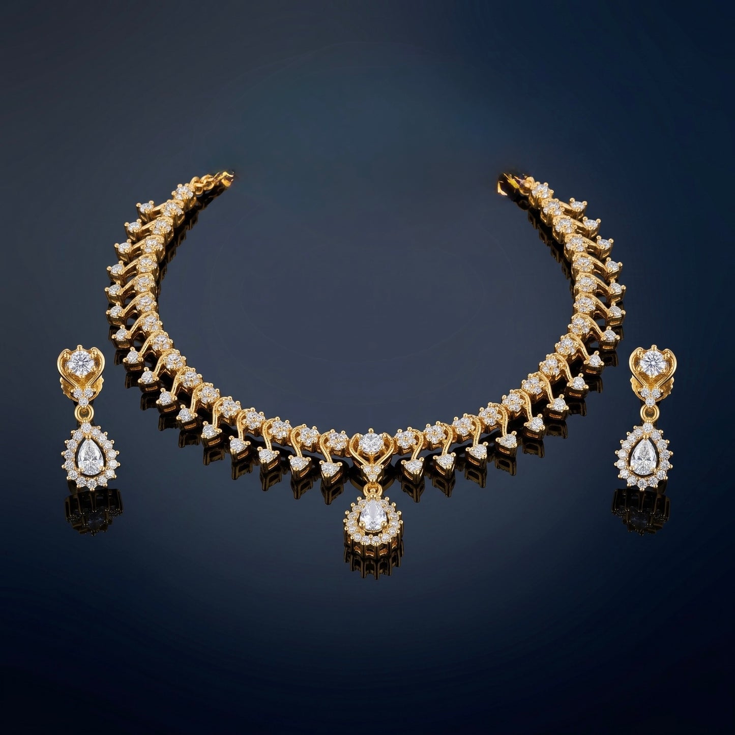 Crystal Drop Grace Necklace Set – Sparkling Bridal Jewelry for Weddings & Festive Wear