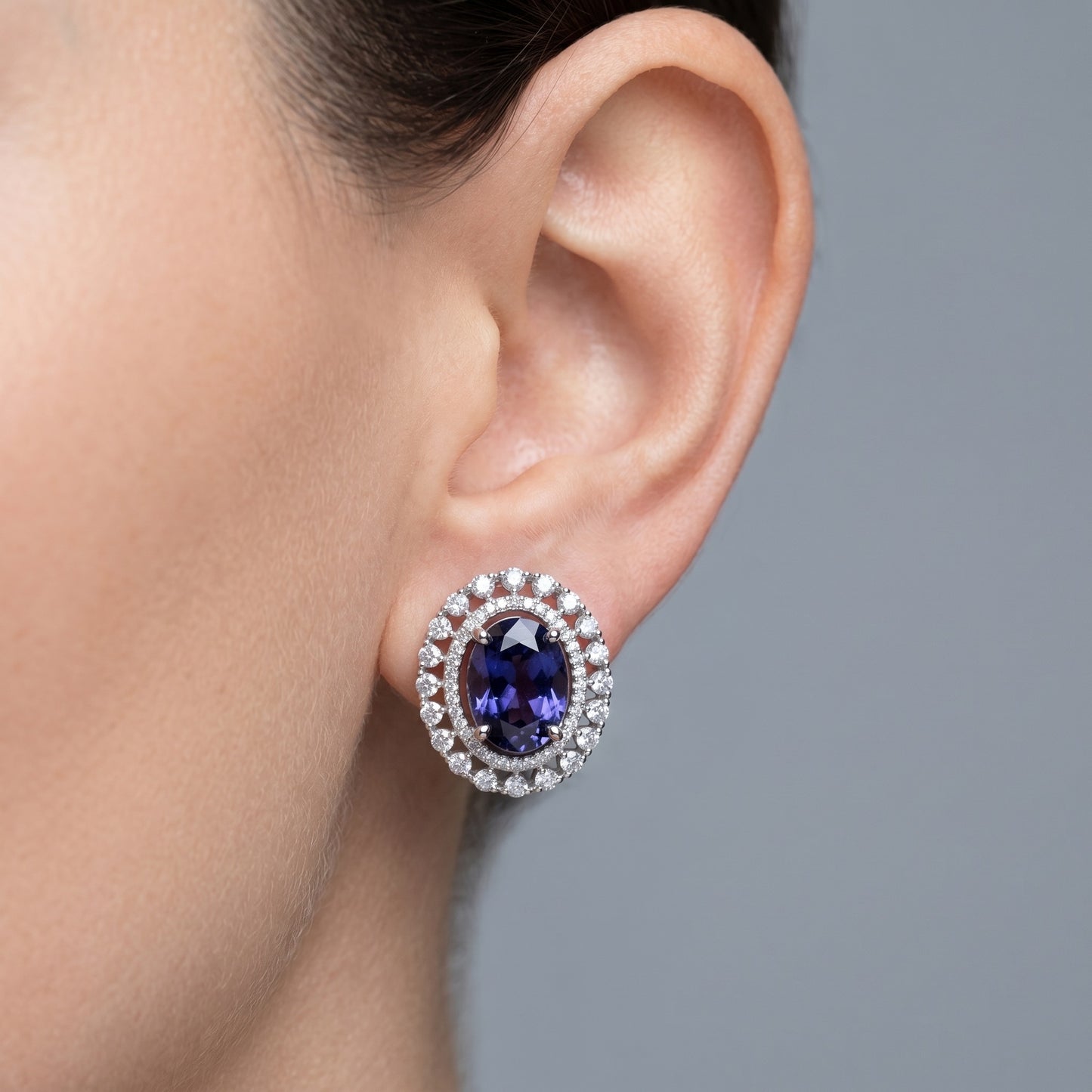 Purple Stud with Single Drop Earrings for Women | Elegant Minimal Party Jewelry