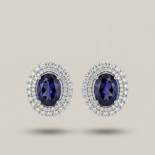 Purple Stud with Single Drop Earrings for Women | Elegant Minimal Party Jewelry