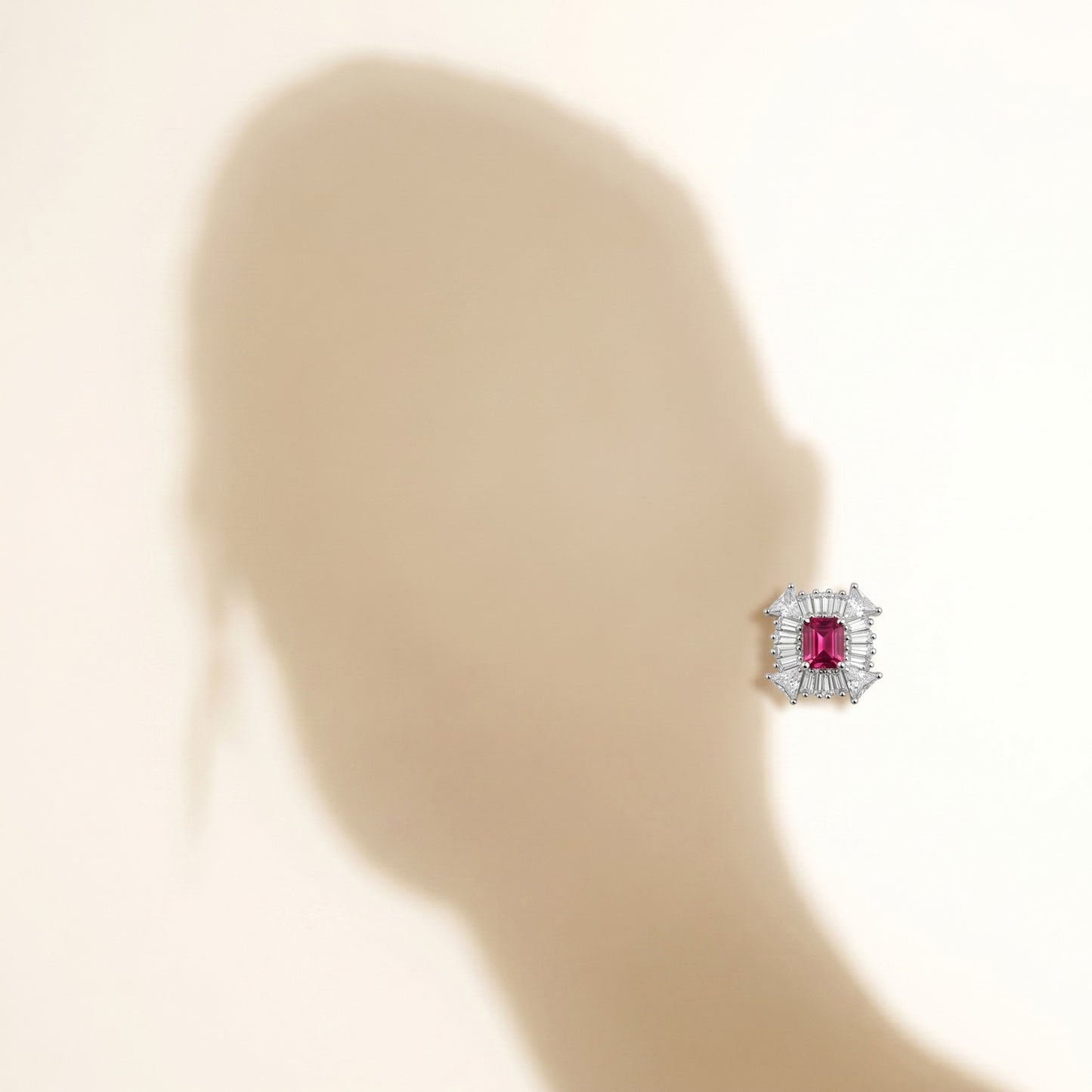 Red Stone Silver Stud Earrings for Women | Minimal Daily Wear Jewelry