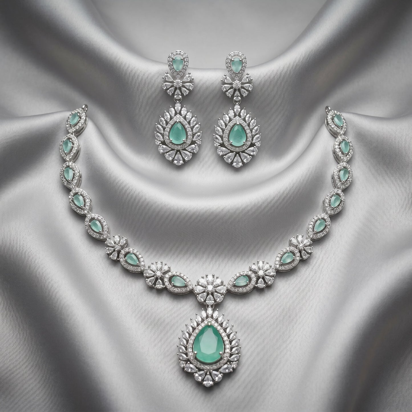Emerald Bloom Statement Necklace – Elegant Green Statement Jewelry for Weddings & Parties