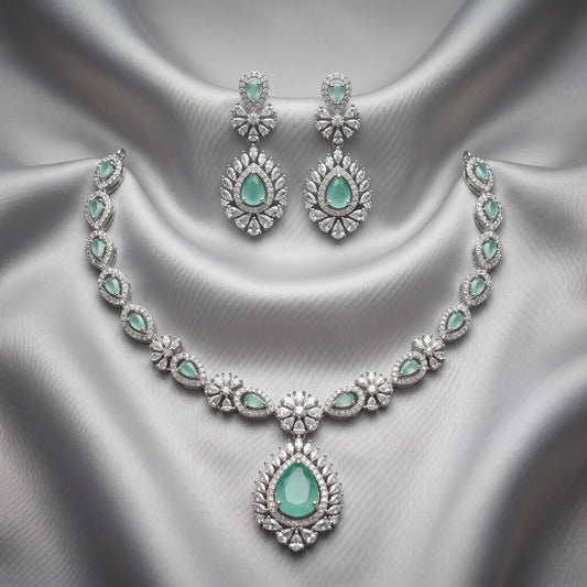 Emerald Bloom Statement Necklace – Elegant Green Statement Jewelry for Weddings & Parties
