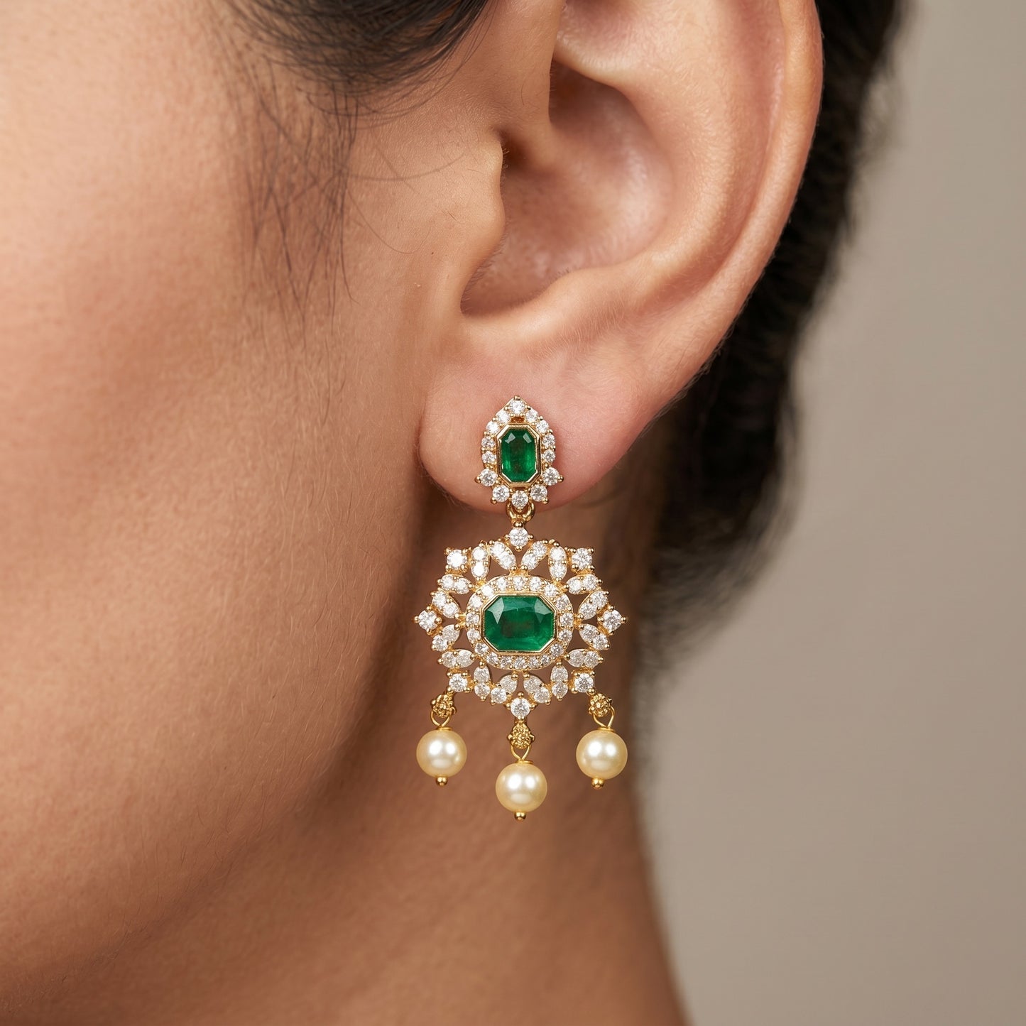 Emerald Grace Layered Necklace Set – Elegant Green Bridal Jewelry for Weddings & Parties