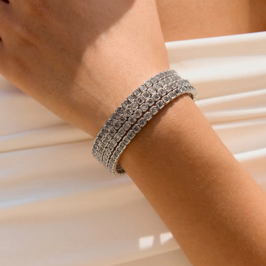 Luna Coil Spark Bangle Set Silver Coated for Women | Stylish Spiral Bracelet Jewelry