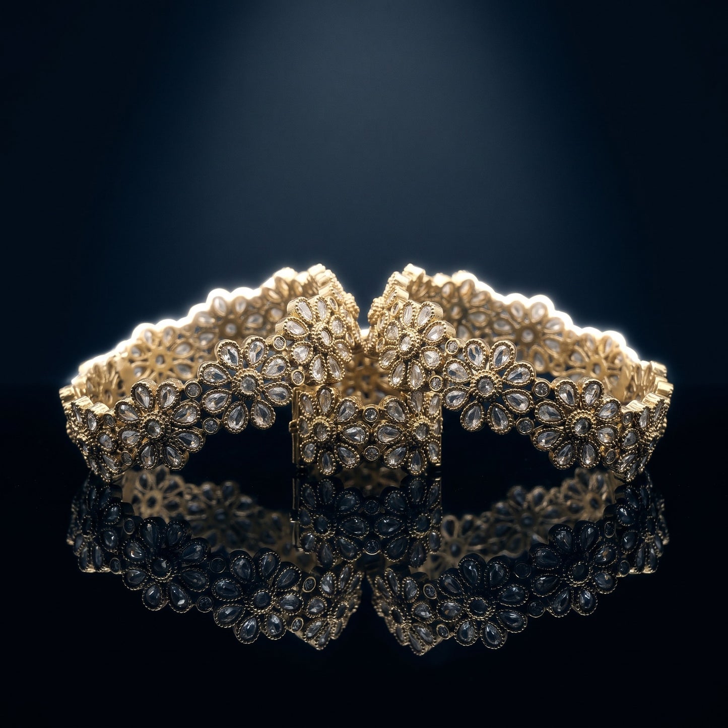 Antique Floral Gold Bangle – Elegant Ethnic Wedding & Festive Jewelry