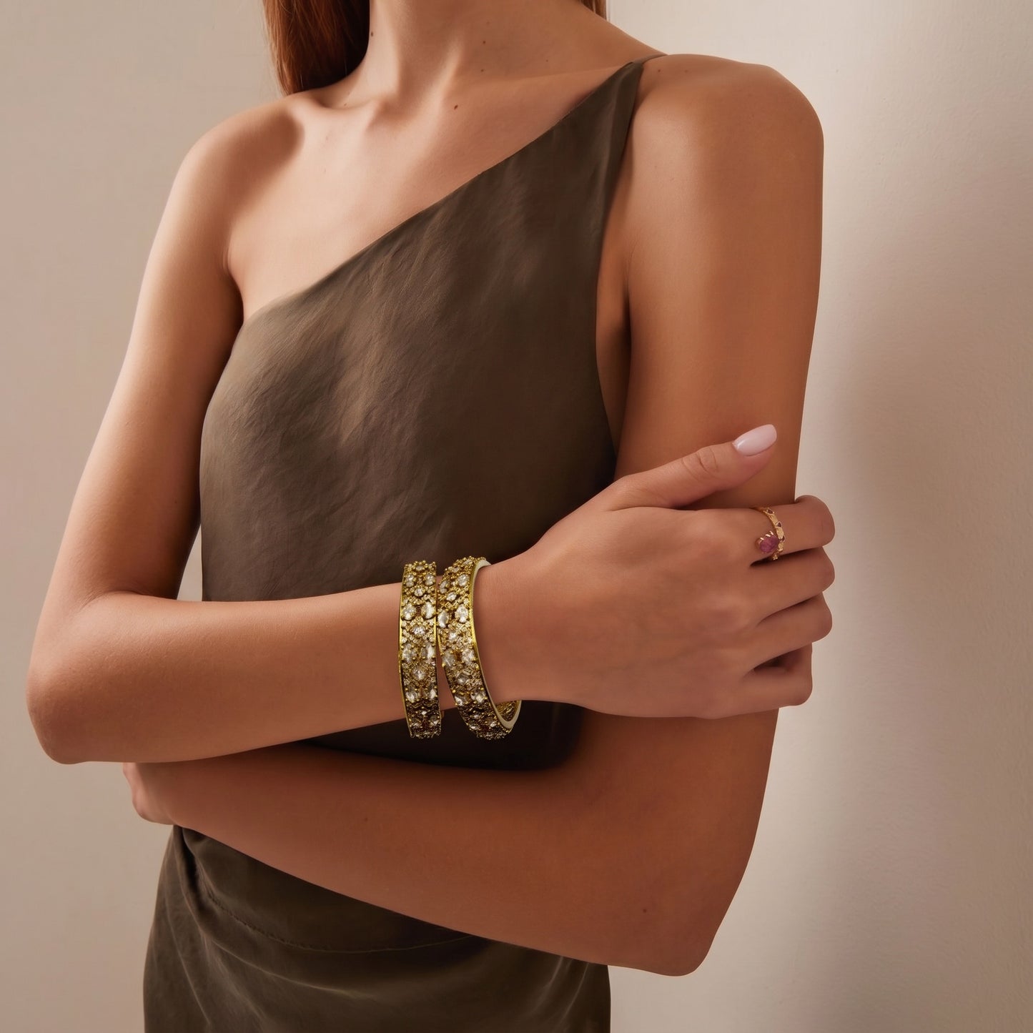 Elegant Gold Tone Kundan Stone Bangle Set for Women | Bridal & Festive Jewelry