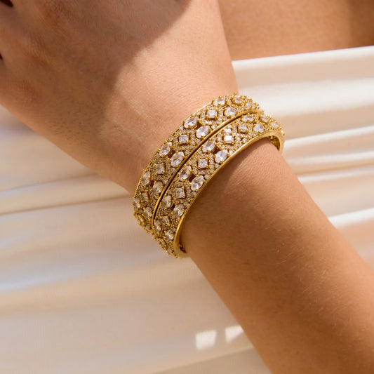 Elegant Gold Tone Kundan Stone Bangle Set for Women | Bridal & Festive Jewelry