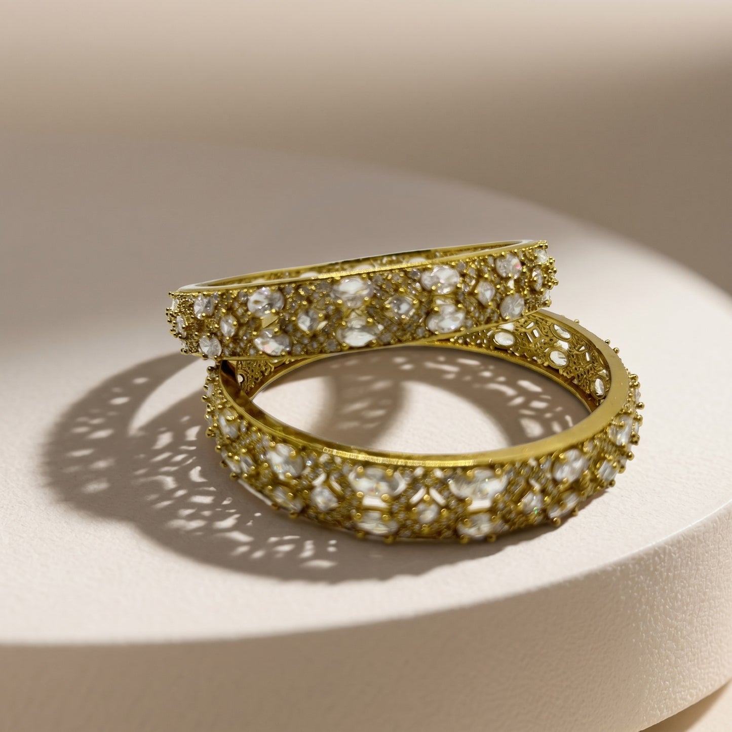 Elegant Gold Tone Kundan Stone Bangle Set for Women | Bridal & Festive Jewelry