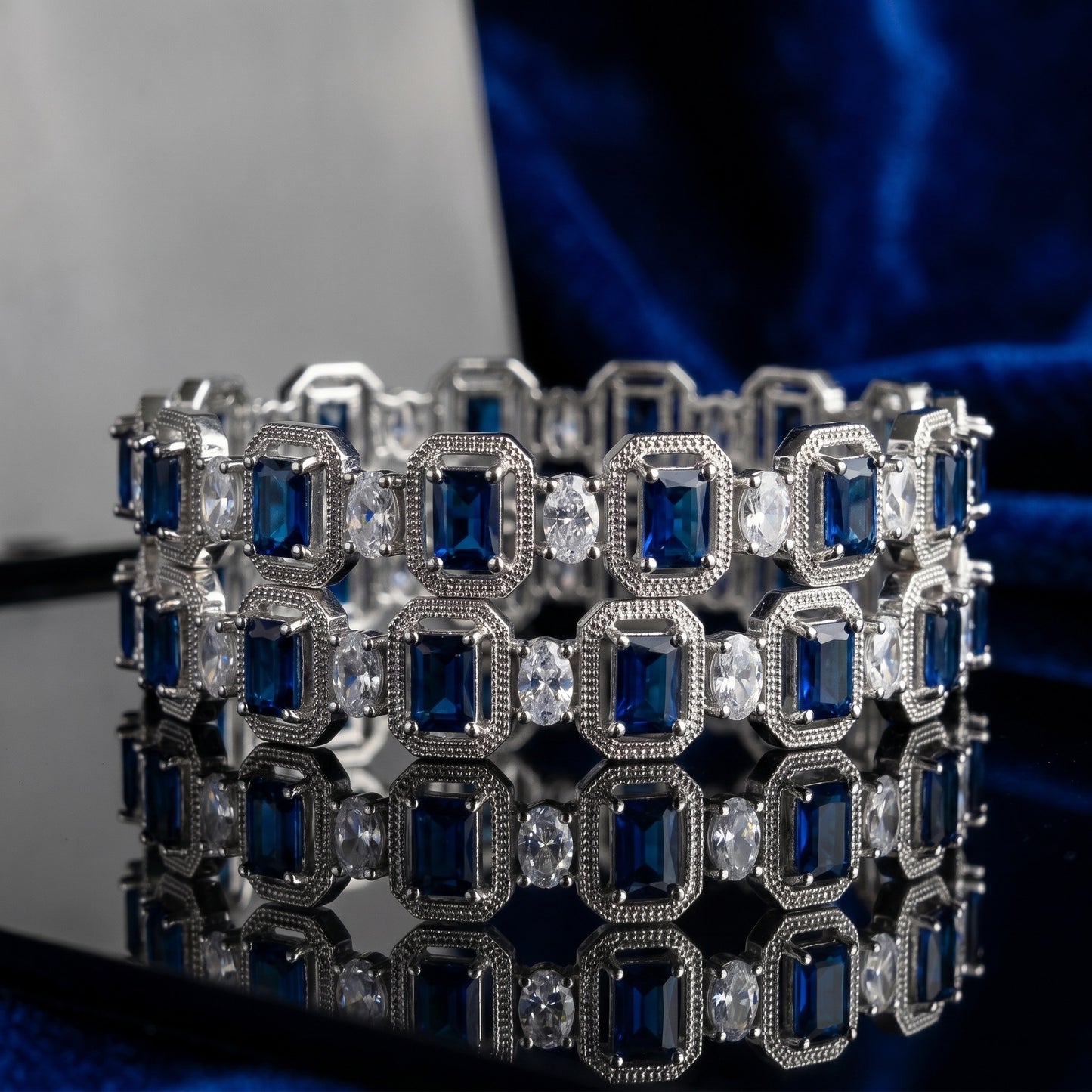 Sapphire Shine Blue Bangle Set – Royal Blue Stone Bangles for Wedding & Party Wear