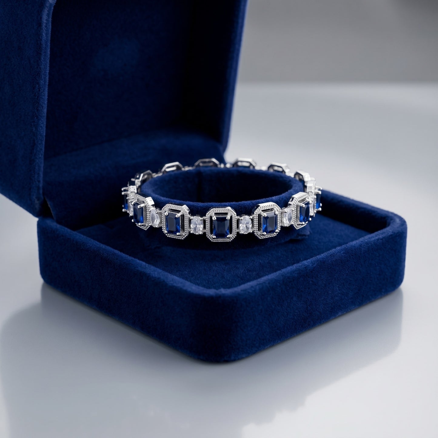 Sapphire Shine Blue Bangle Set – Royal Blue Stone Bangles for Wedding & Party Wear