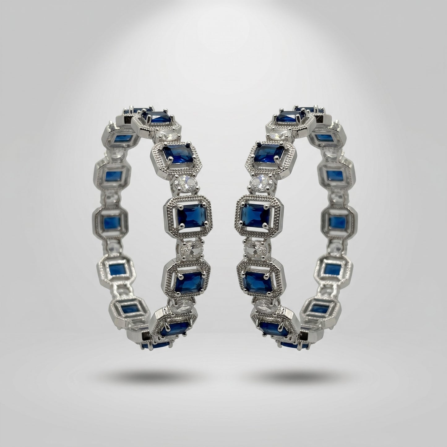 Sapphire Shine Blue Bangle Set – Royal Blue Stone Bangles for Wedding & Party Wear