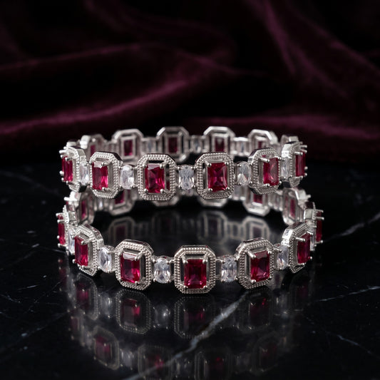 Ruby Radiance Bangle Set for Women | Elegant Red Stone Festive & Wedding Jewelry